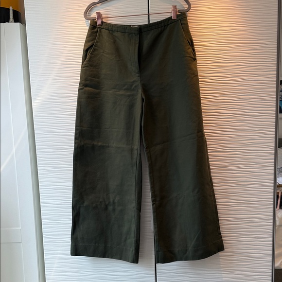 KHAITE Olive Wide Leg Pants Sz 6 - Picture 1 of 6